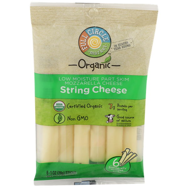 Full Circle Market Organic Mozzarella String Cheese 6-1 Oz Sticks | Hy ...