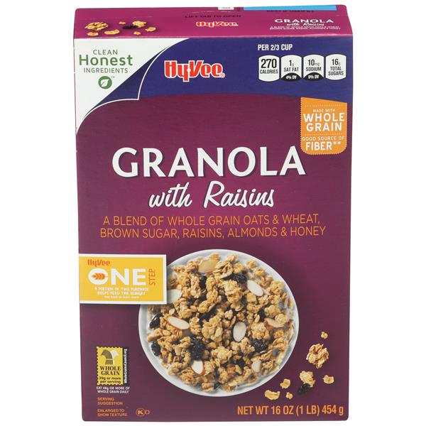 Hy-Vee One Step 100% Natural Granola Oats, Honey & Raisins Cereal | Hy ...