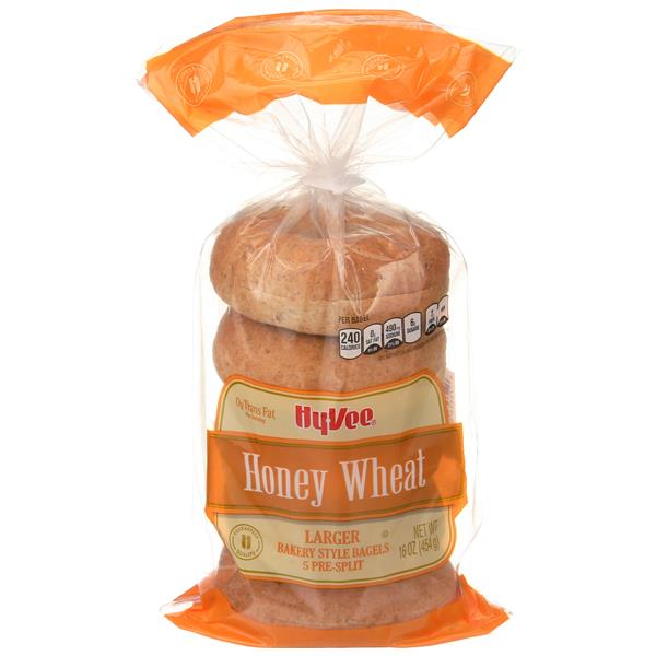 HyVee Honey Wheat Bagels 5 Count PreSplit HyVee Aisles Online
