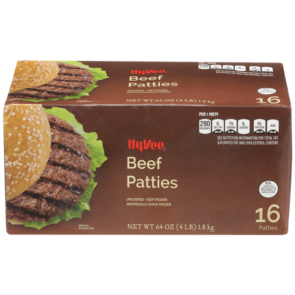 HyVee Frozen Beef Patties 16ct HyVee Aisles Online Grocery Shopping